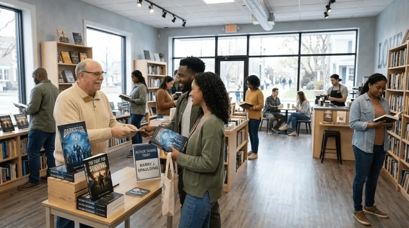 people are gathering to purchase the bj spaulding books