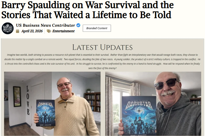 BJ Spaulding military sci-fi book cover featured on US Business News