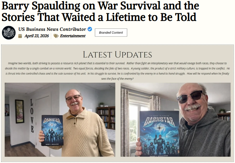 BJ Spaulding military sci-fi book cover featured on US Business News